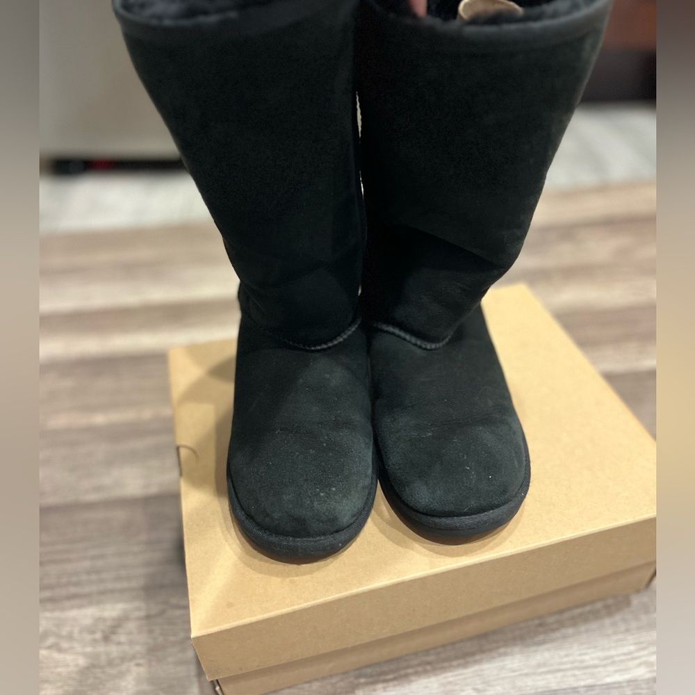 Ugg Black Tall Black Shearling Boots Bigs Kids Girl EUC - Picture 3 of 10